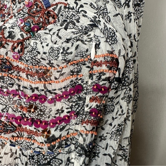 Anthropologie Giselle Beaded Tunic Chiffon Dress - Picture 7 of 9